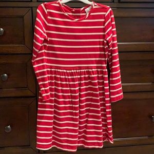 Girls Hanna Andersson red and white striped dress.  Size 110